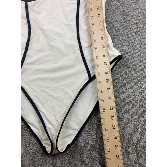 We Wore What Danielle One Piece Swimsuit L White Adjustable Straps High Cut Leg - Picture 5 of 7